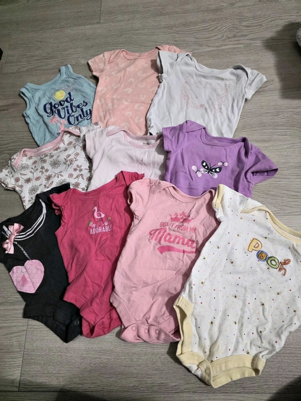 New Born/0 - 3 Months Onsies Bodysuits - Baby Girls - 10 Count